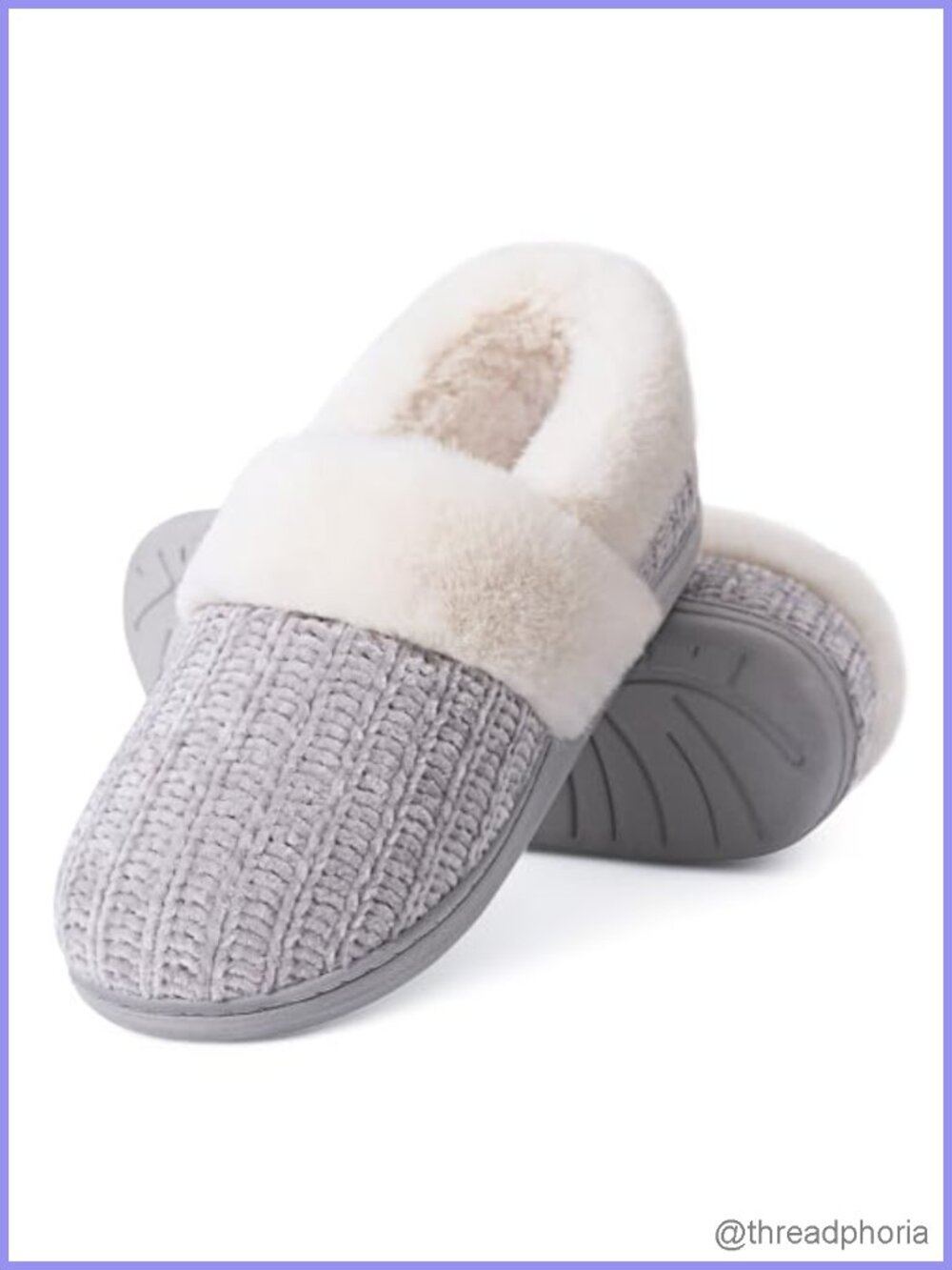 Fuzzy Memory Foam Slippers for Women Closed Back Knit House Shoes